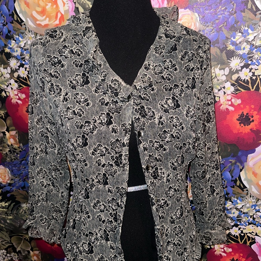 Floral Black and Gray Women's Jacket
